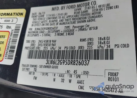 2013 Lincoln Mkz from USA, damaged, VIN 3LN6L2G95DR826037